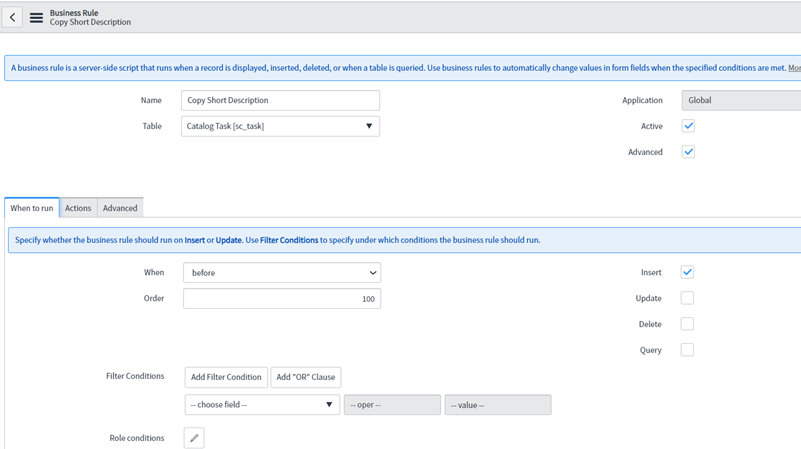 Before business rule scenario - servicenowwithrunjay.com