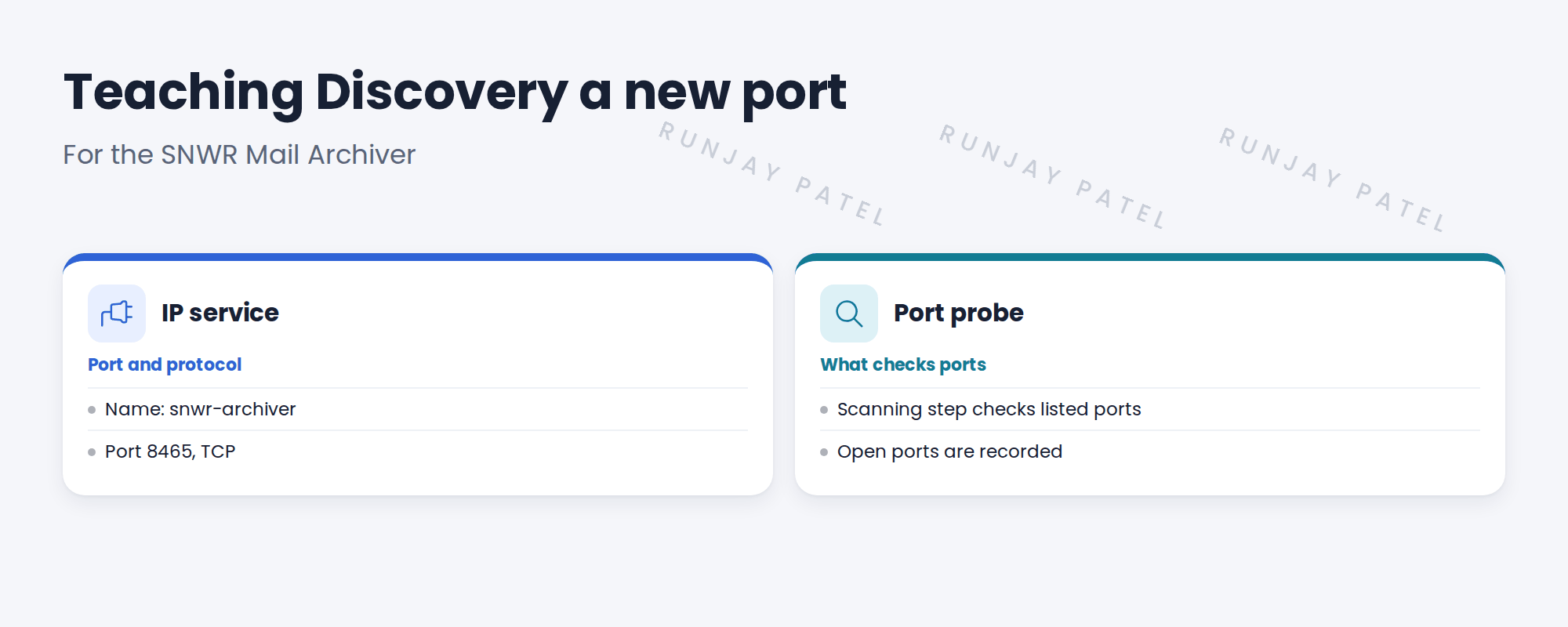 Cards for IP service and port probe.